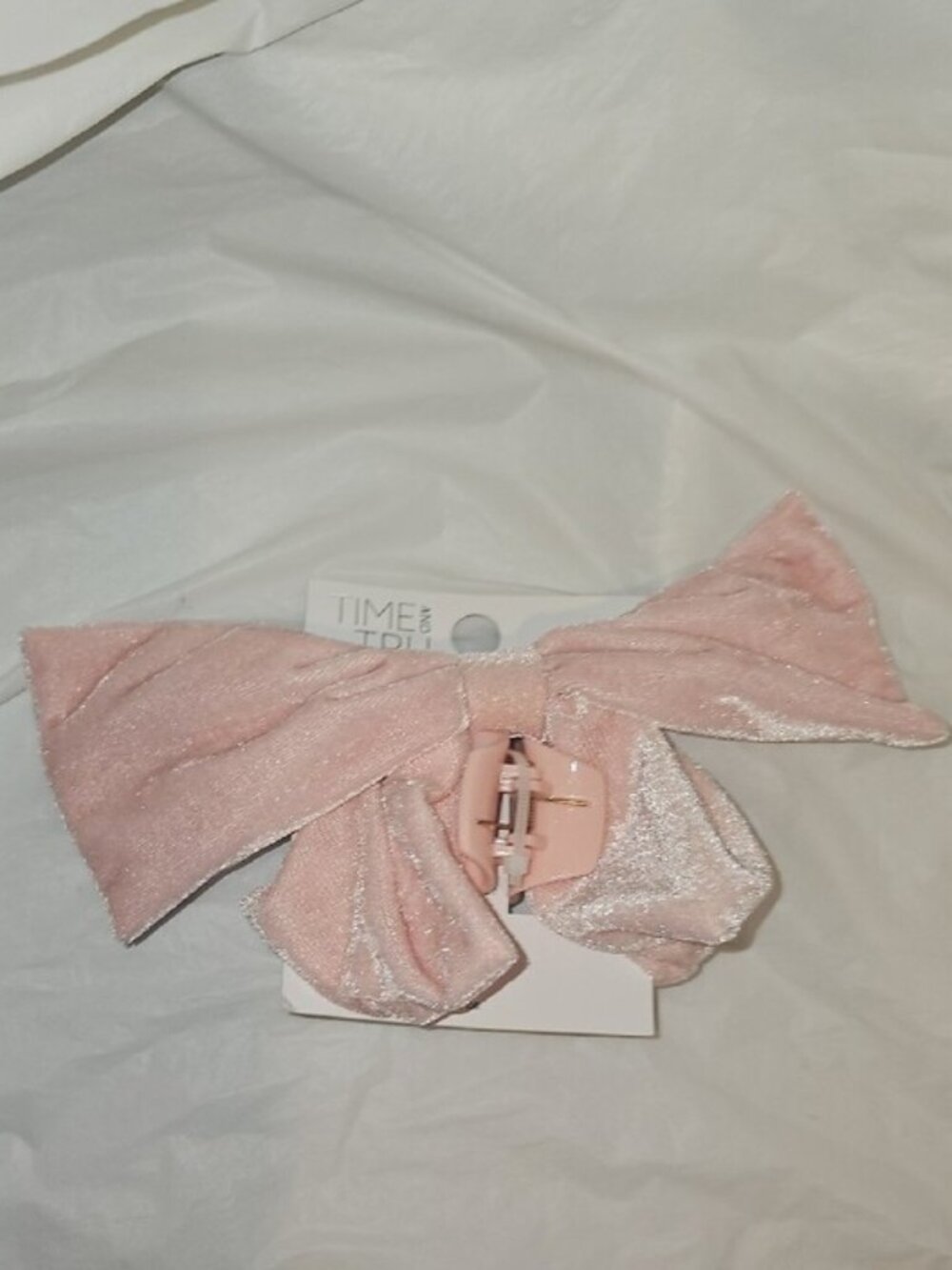 Time and Tru Velvet Pink Bow Clip New